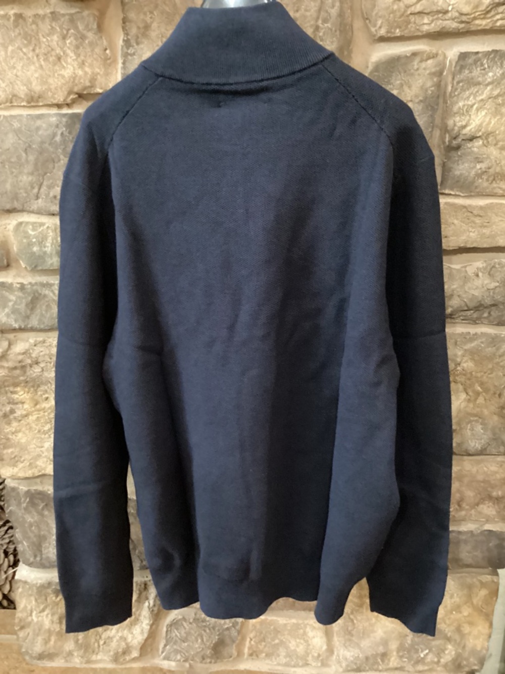 Polo Ralph Lauren Men's Mesh Knit Cotton Quarter Zip Sweater XL Navy Heather NWT - Picture 2 of 7